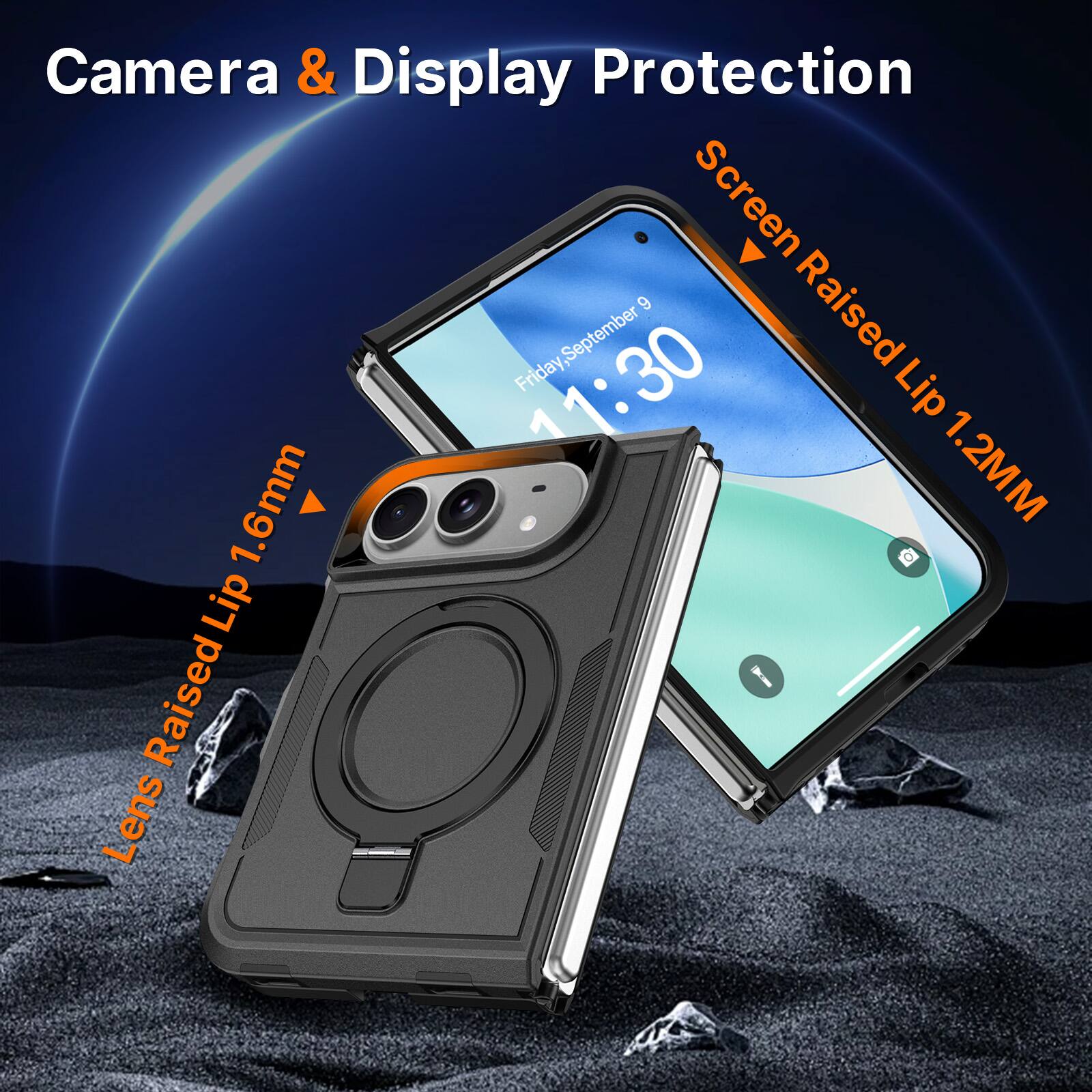 Camera & Display Protection

Screen Raised Lip 1.2MM

Lens Raised Lip 1.6mm