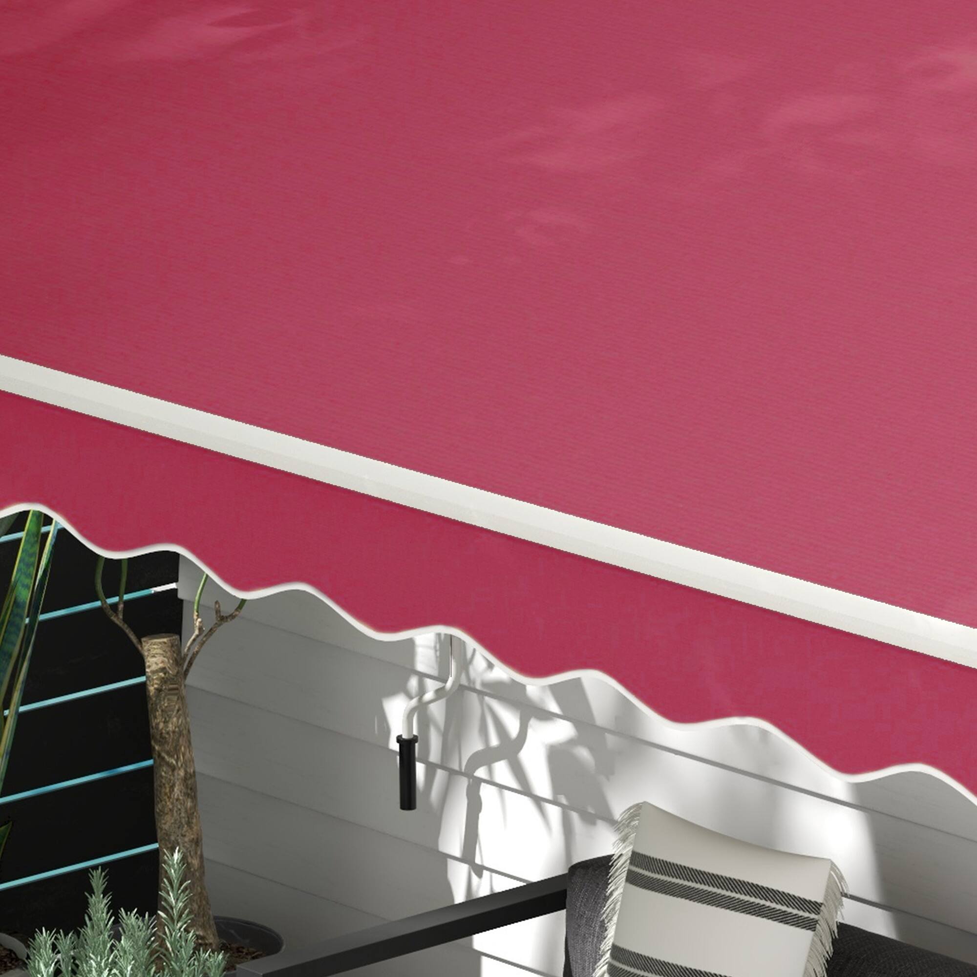 Alt View 7. Outsunny - 10' x 8' Retractable Awning, Patio Awnings, Sunshade Shelter w/ Manual Crank Handle, UV & Water-Resistant Fabric - Red.