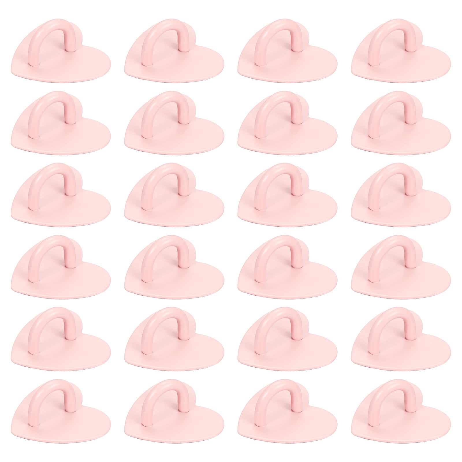 Unique Bargains - Metal Phone Charm Hook 1", 24pcs Adhesive Heart Shaped Finger Grip for Smartphones Keychain Tablet Case Accessories - Pink