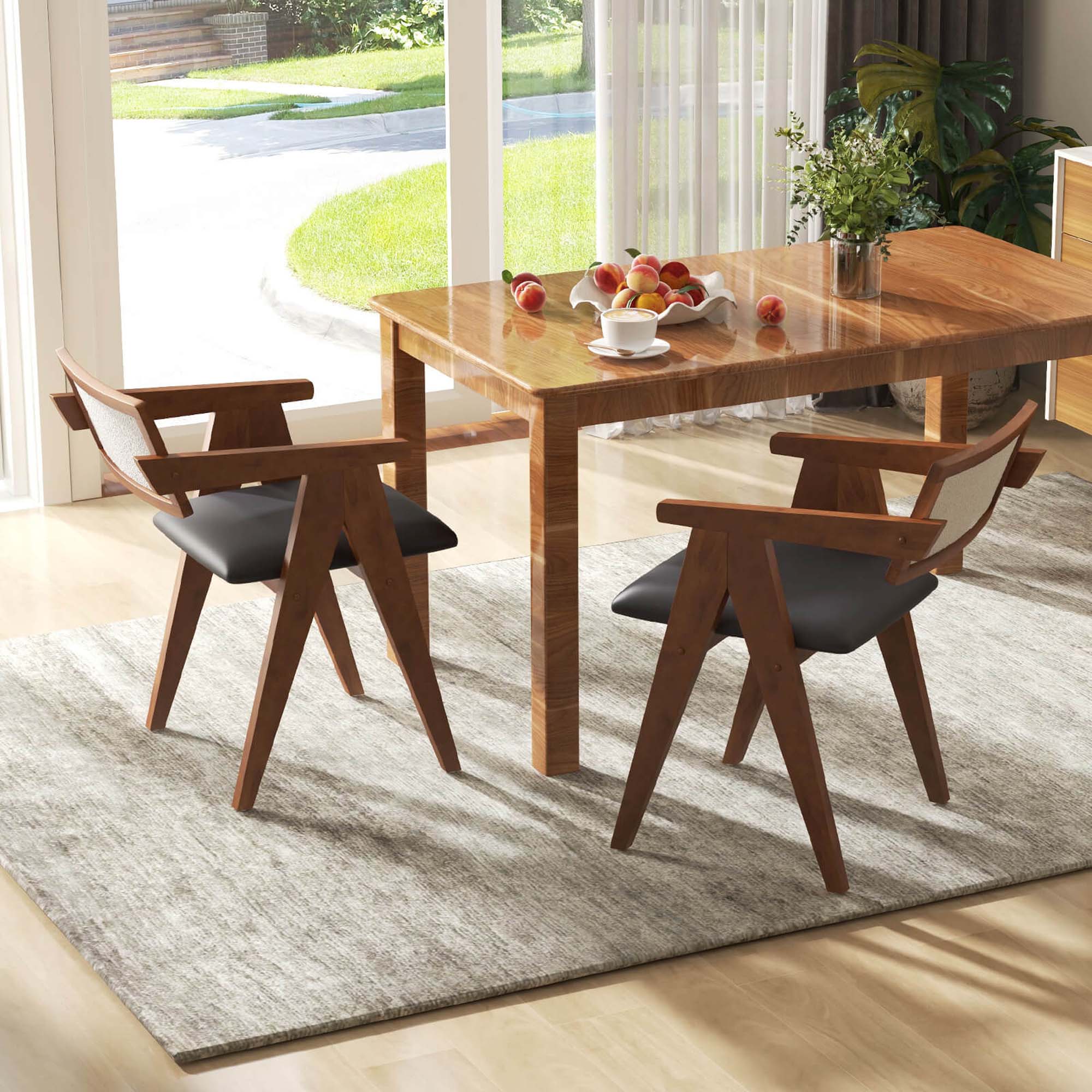 Alt View 4. Costway - Costway Modern Accent Chairs Set of 4 with Leathaire Seat Cushions &  Backrests - Beige,Fawn,Gray.