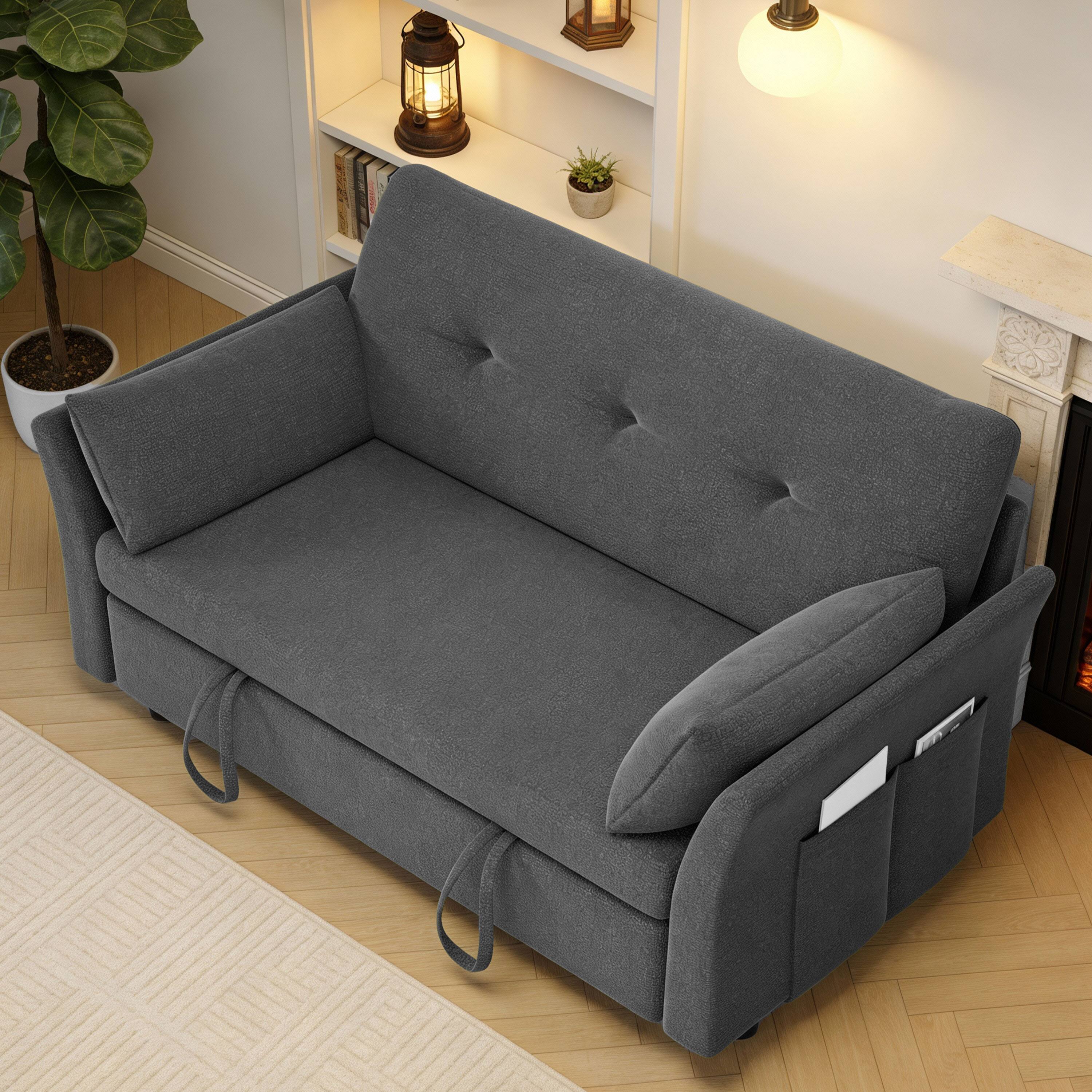 Alt View 1. Dyonery - Dyonery 3-in-1 Convertible Sofa Bed, Pull Out Sleeper Sofa with Side Pocket,Folding Loveseat,Gray - Gray.