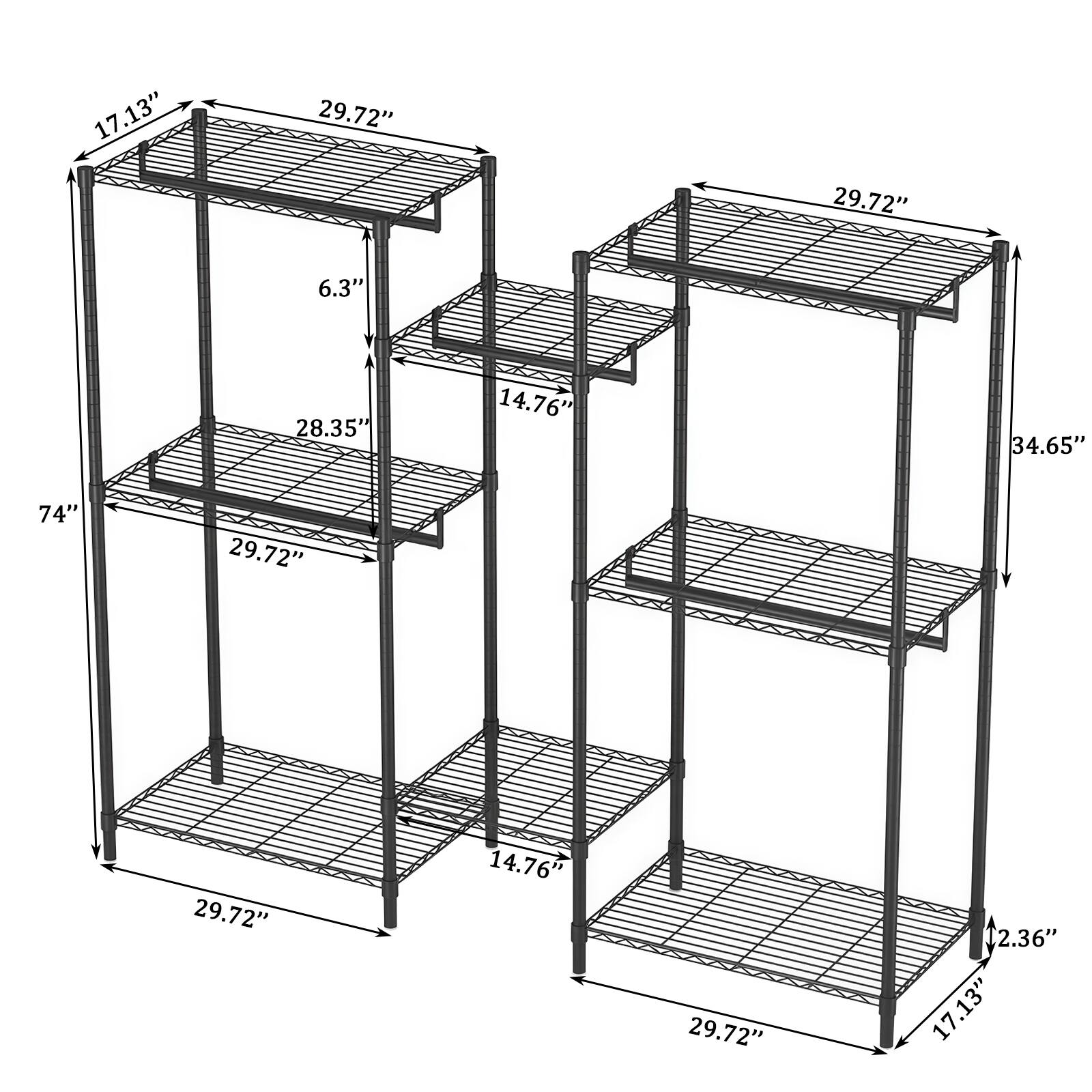 17.13" 29.72" 29.72" 6.3" 28.35" 14.76" 34.65" 74" 29.72" 29.72" 14.76" 29.72" 2.36" 17.13"