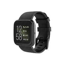 StrapsCo - Classic Active Band Silicone Rubber Watch Strap For Fitbit Versa & Versa 2 (Short-Medium) - Black