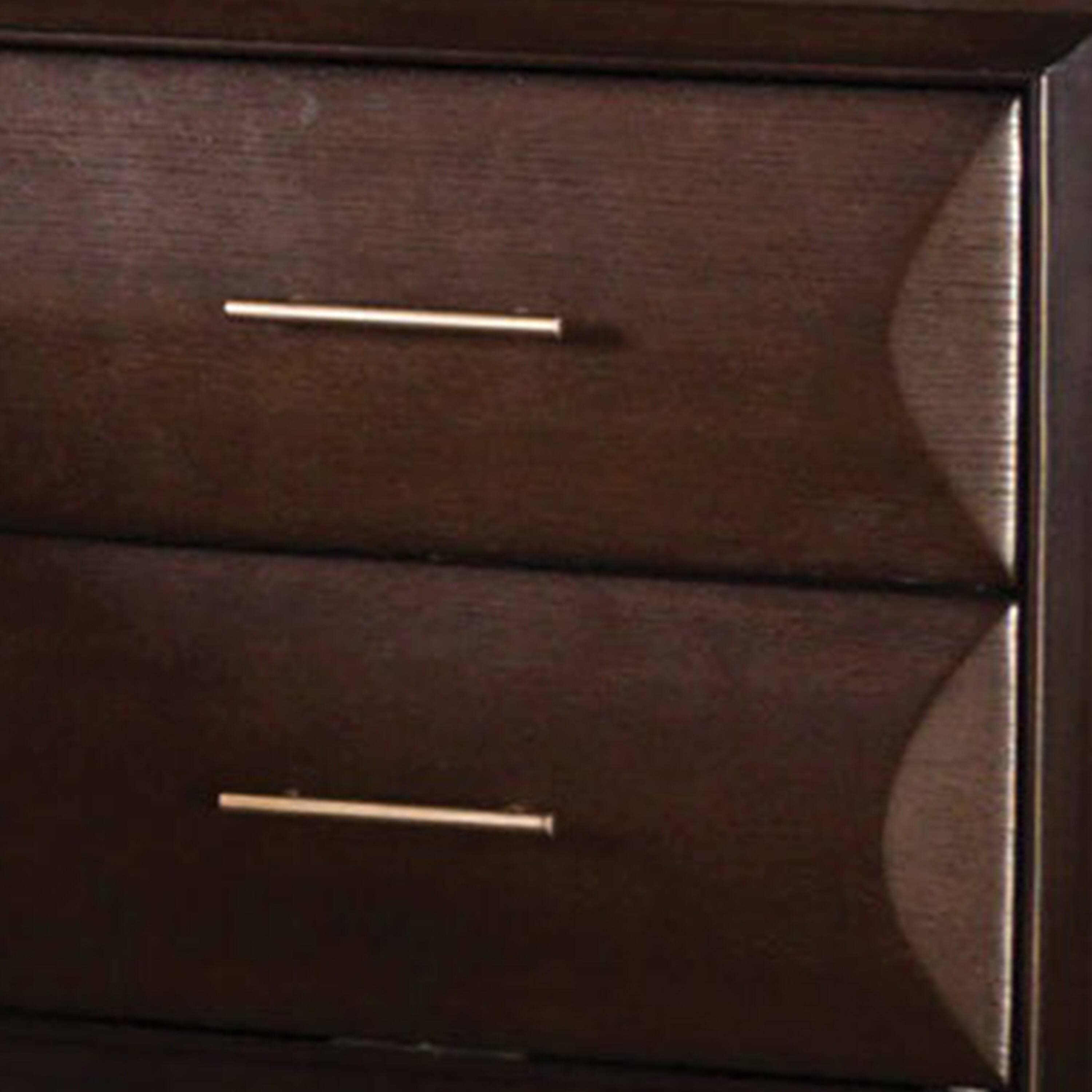 Alt View 1. Manhattan Lane - Nitz Nightstand, 2 Drawers, Espresso Brown Solid Wood, 27 Inch - Espresso Brown, Gold.