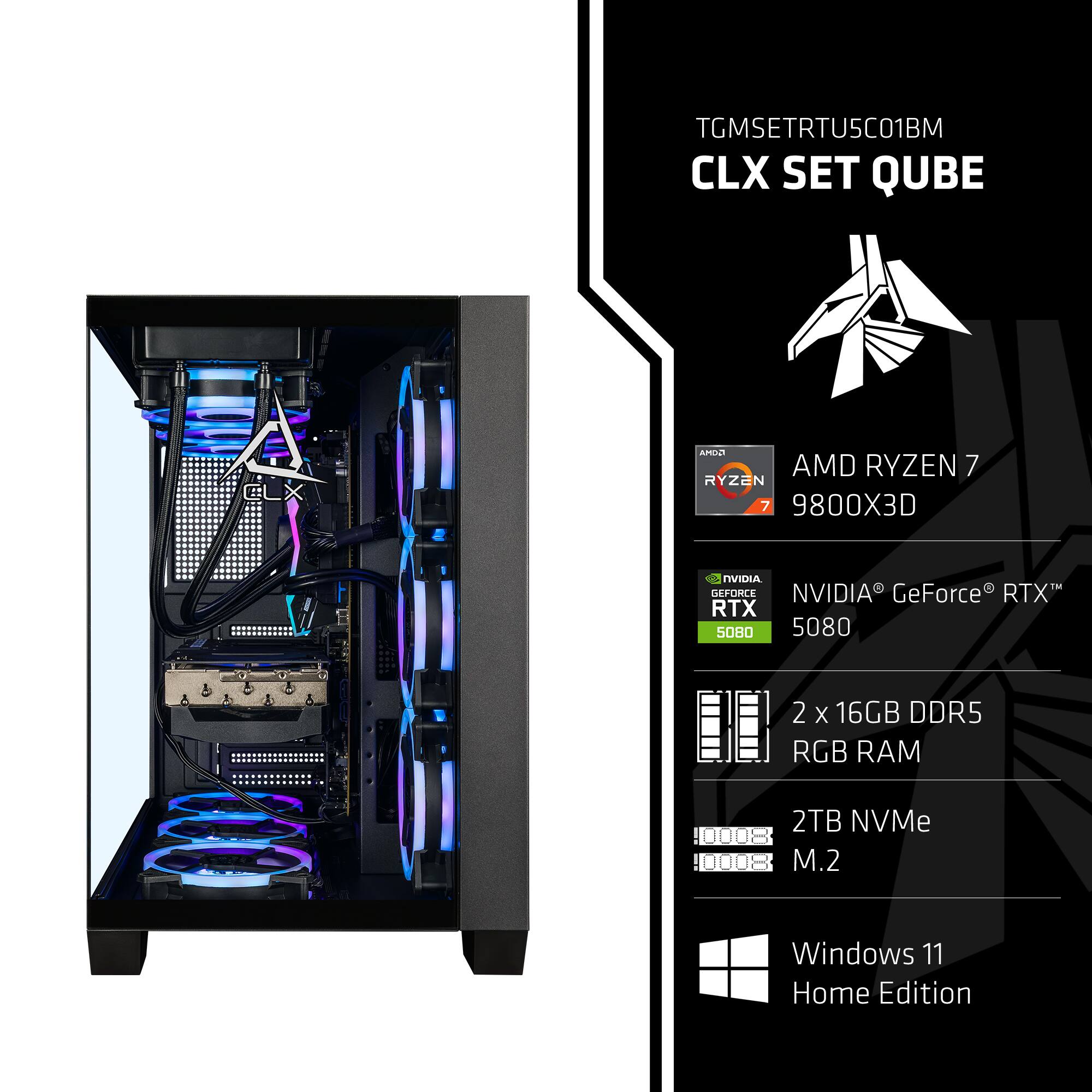CLX SET Gaming Computer AMD Ryzen 7 9800X3D 32GB DDR5 5600 Memory