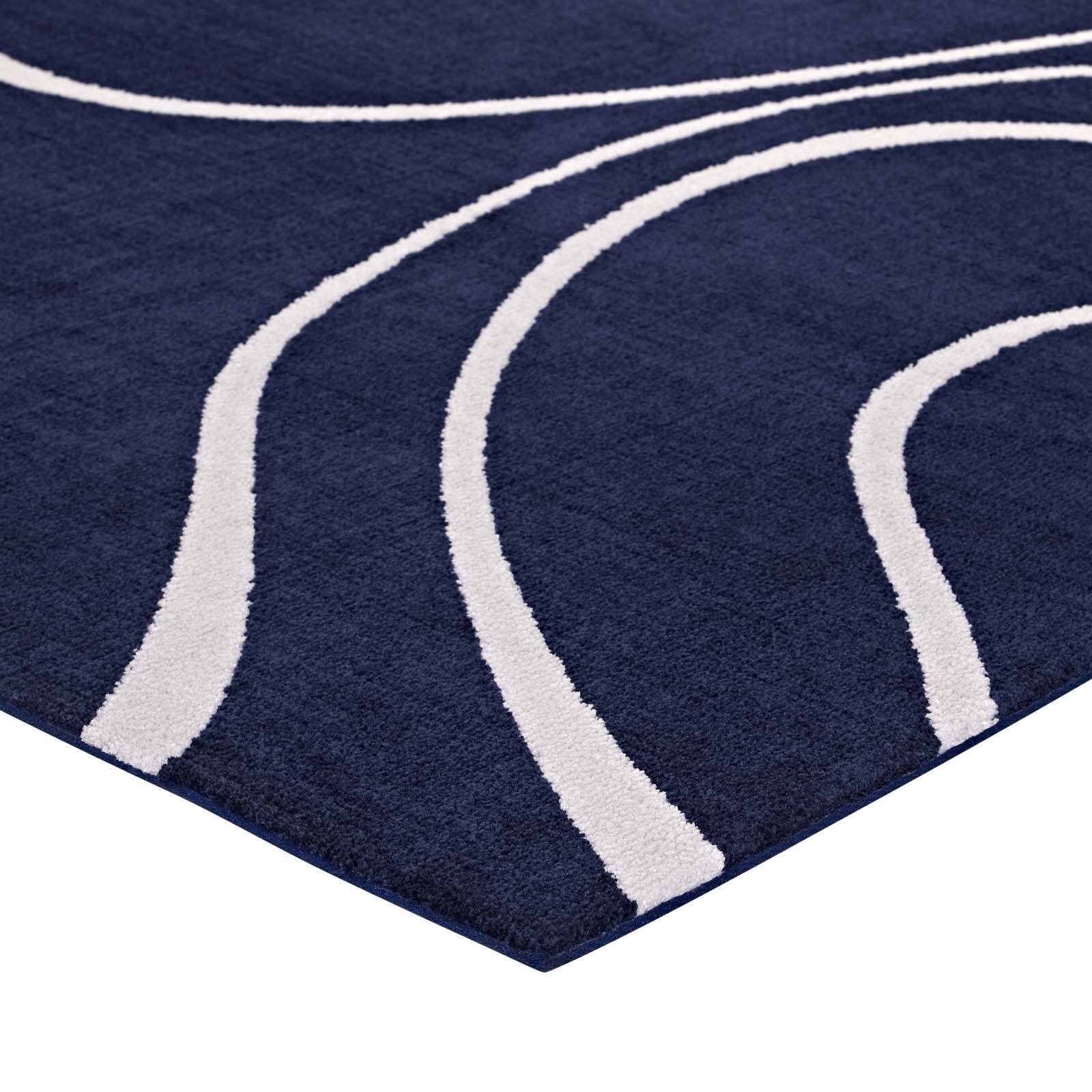 Alt View 1. Modway - Therese Abstract Swirl Area Rug - Navy and Ivory.