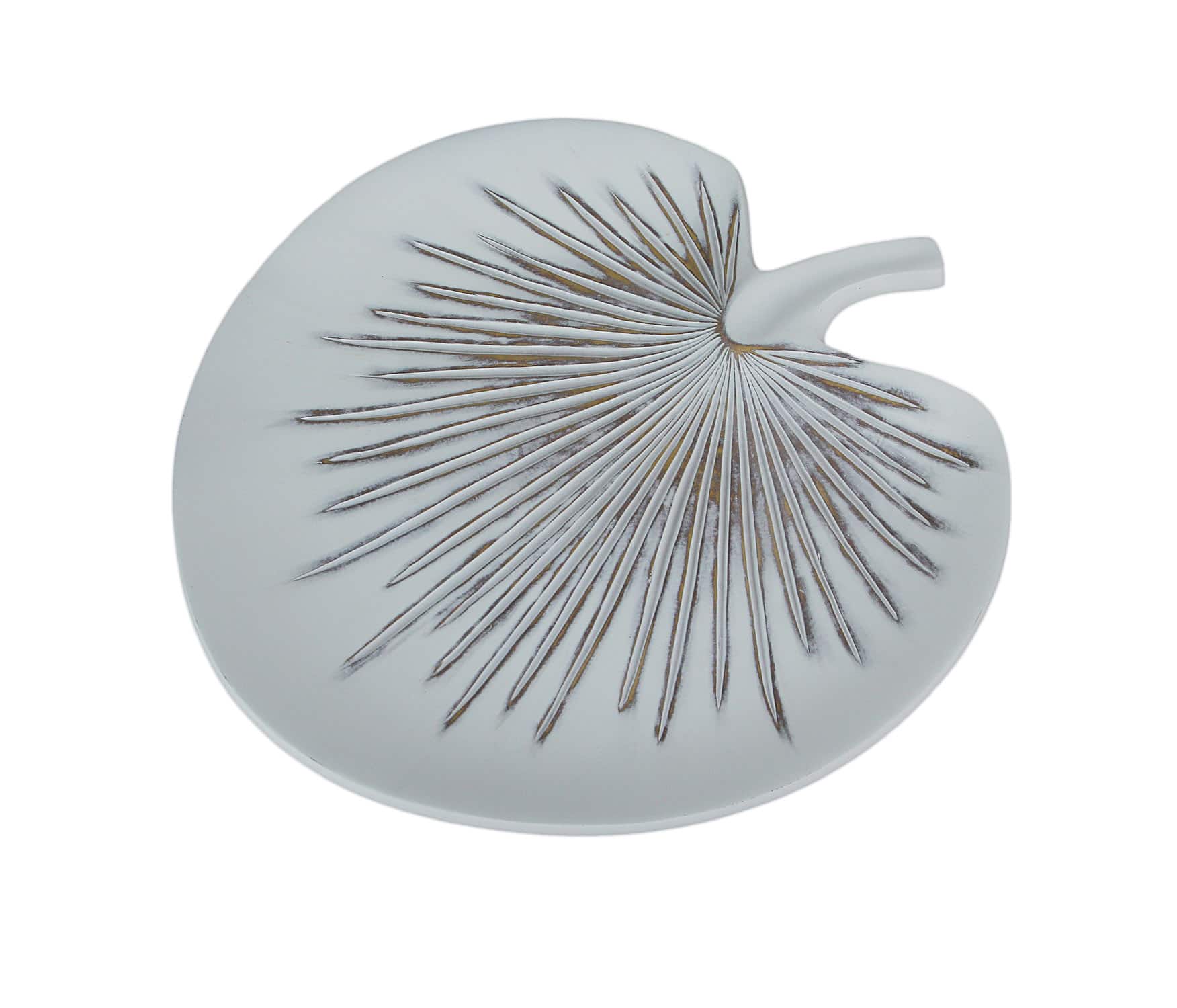 Mayrich Company - Antiqued White Tropical Fan Palm Leaf Decorative Ceramic Plate - Off-white price history on PriceWatchPro