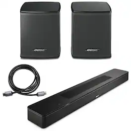 Bose - Smart Soundbar, Black with 2x Surround Speakers, 6' HDMI 2.0 Cable