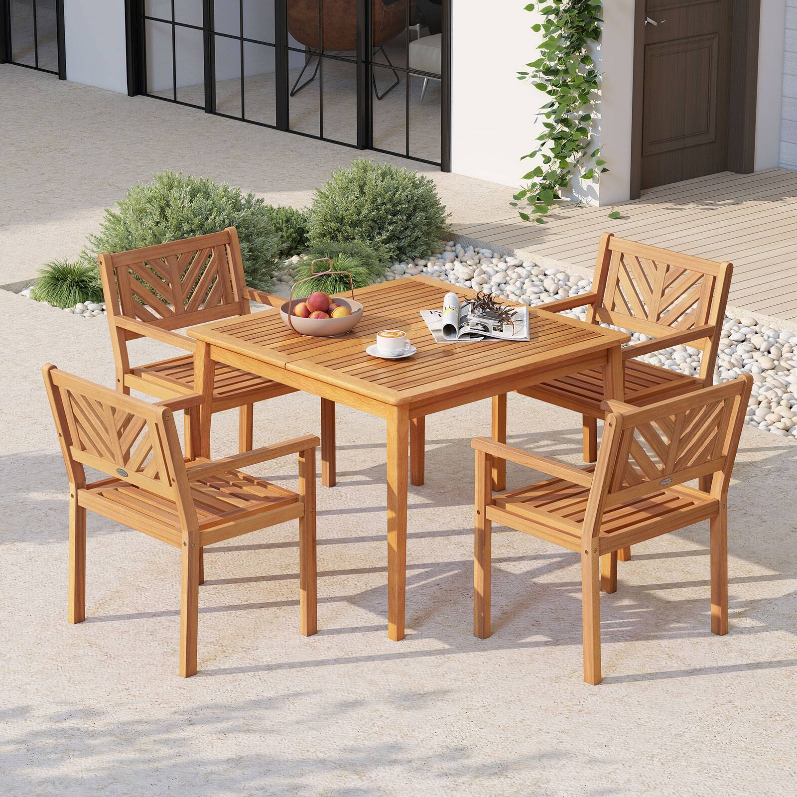 Alt View 1. Costway - Costway Patio Dining Chairs Set of 2,Outdoor Garden Seating Chairs with 400 lbs Capacity - Natural.