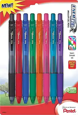 Pentel - EnerGel-X RollerGel Retractable Gel Pens, Medium Point, 8/Pack - Assorted Ink