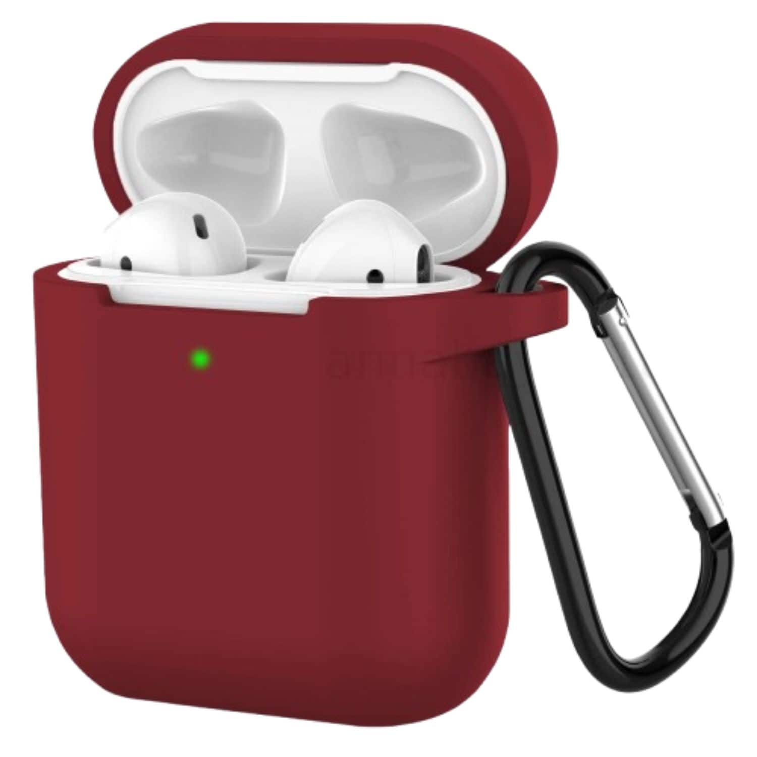 Home Collection - Shockproof Silicone Protective Case with Keychain for Apple AirPods 1 & 2 – Full Cover Protection - Burgundy