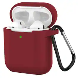 Home Collection - Shockproof Silicone Protective Case with Keychain for Apple AirPods 1 & 2 – Full Cover Protection - Burgundy