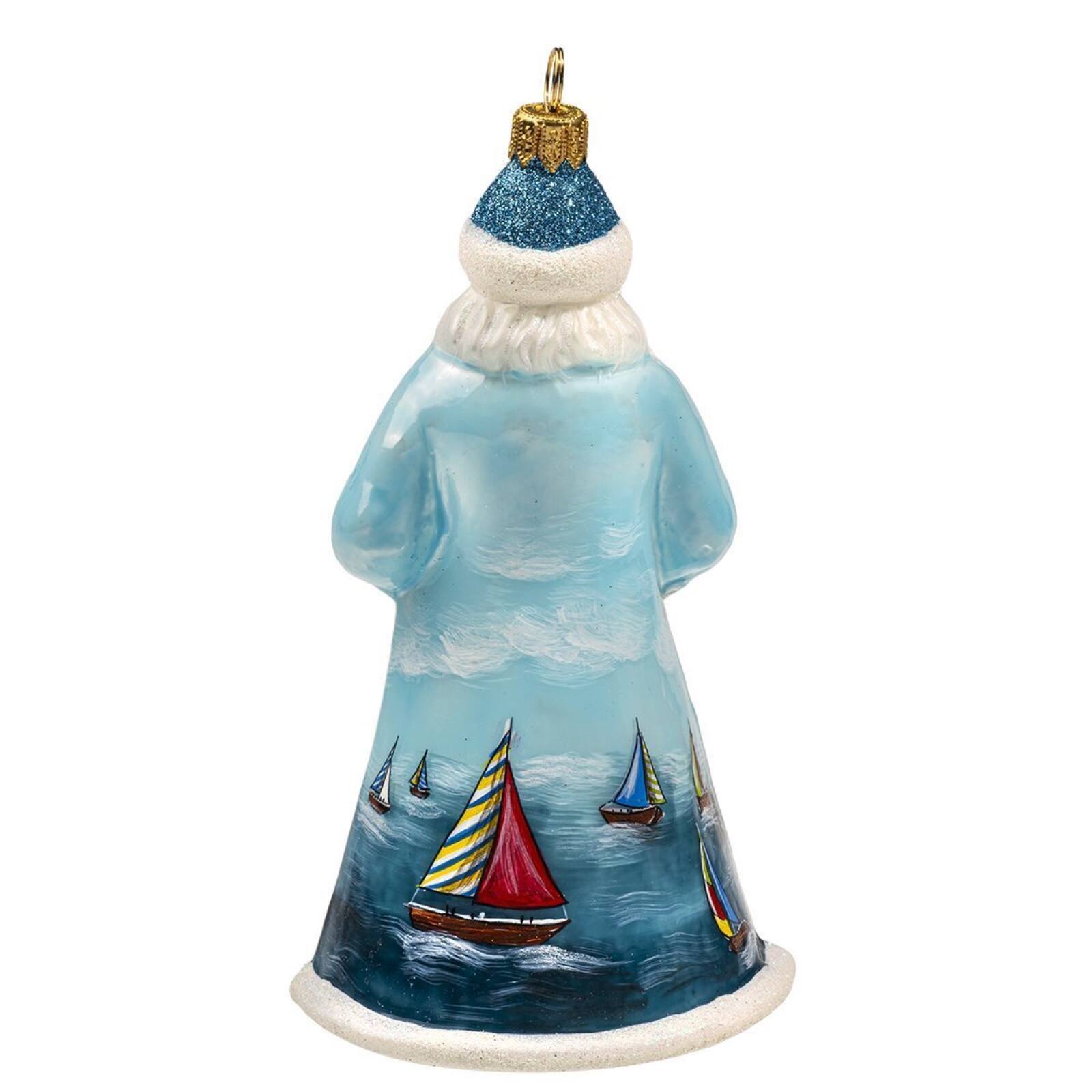 Angle. Joy to the World Collectibles - Joy to the World Glitterazzi Sailing Santa Polish Glass Christmas Ornament - Multicolor.