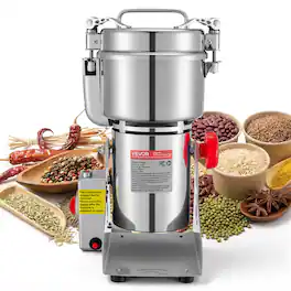 VEVOR - 750g Electric Grain Mill Grinder, 2000W 28000RPM High Speed Spice Corn Dry Grinding Machine, Stainless Steel Pulverizer - Silver