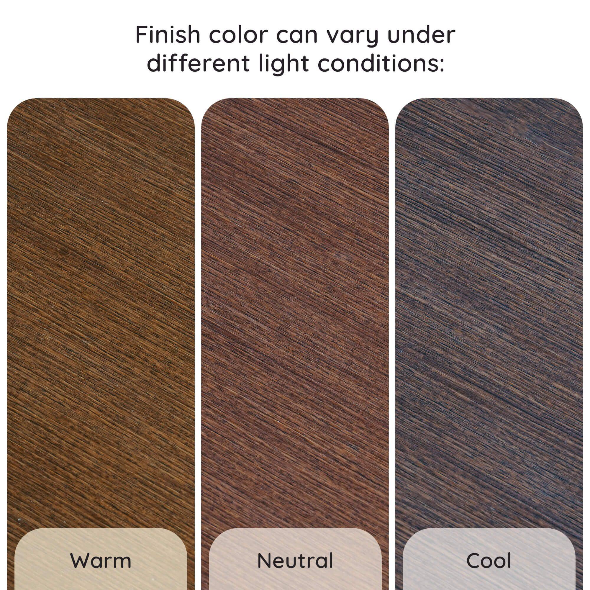 Finish color can vary under different light conditions: Warm Neutral Cool