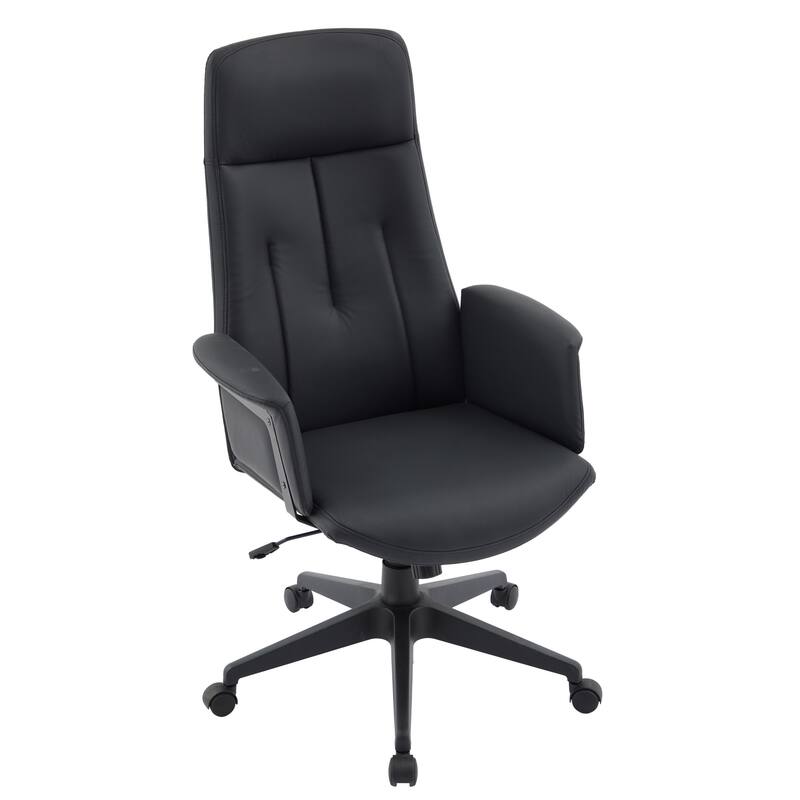 Alt View 4. LeisureMod - Inifini High Back Office Chair Ergonomic PU Leather Lumbar Support Foam Cushion Iron Frame - Black.