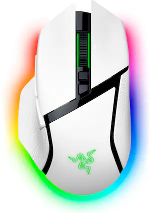 Front. Razer - Basilisk V3 Pro Optical Gaming Mouse with HyperScroll Tilt Wheel - White.