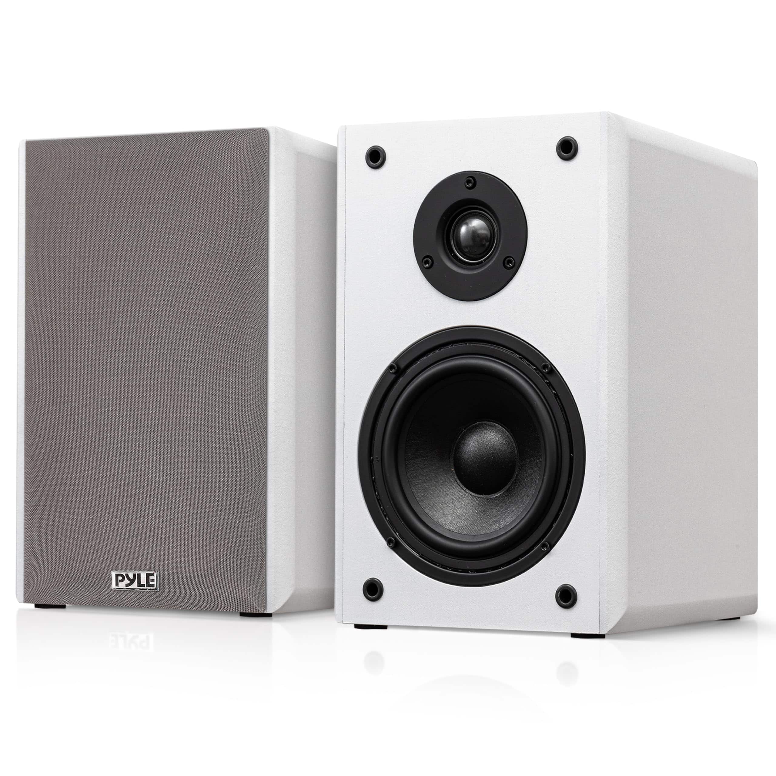 Pyle - 6.5” 2-Way HiFi Home Theater Wired Bookshelf Speakers with Wall Mount Brackets (White)