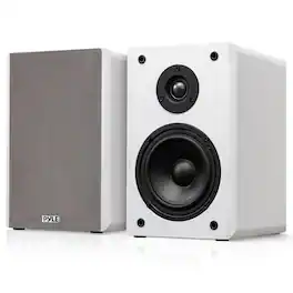 Pyle - 6.5” 2-Way HiFi Home Theater Wired Bookshelf Speakers with Wall Mount Brackets - White