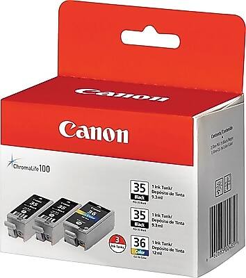 Canon Chromalife 100 35 Ink Tank/ Depósito de Tinta Black 9.3ml 35 36 35 1 Ink Tanks Black Depósito de Tinta 9.3ml 3 36 1 Ink Tanks Depósito Color de Tinta 12ml