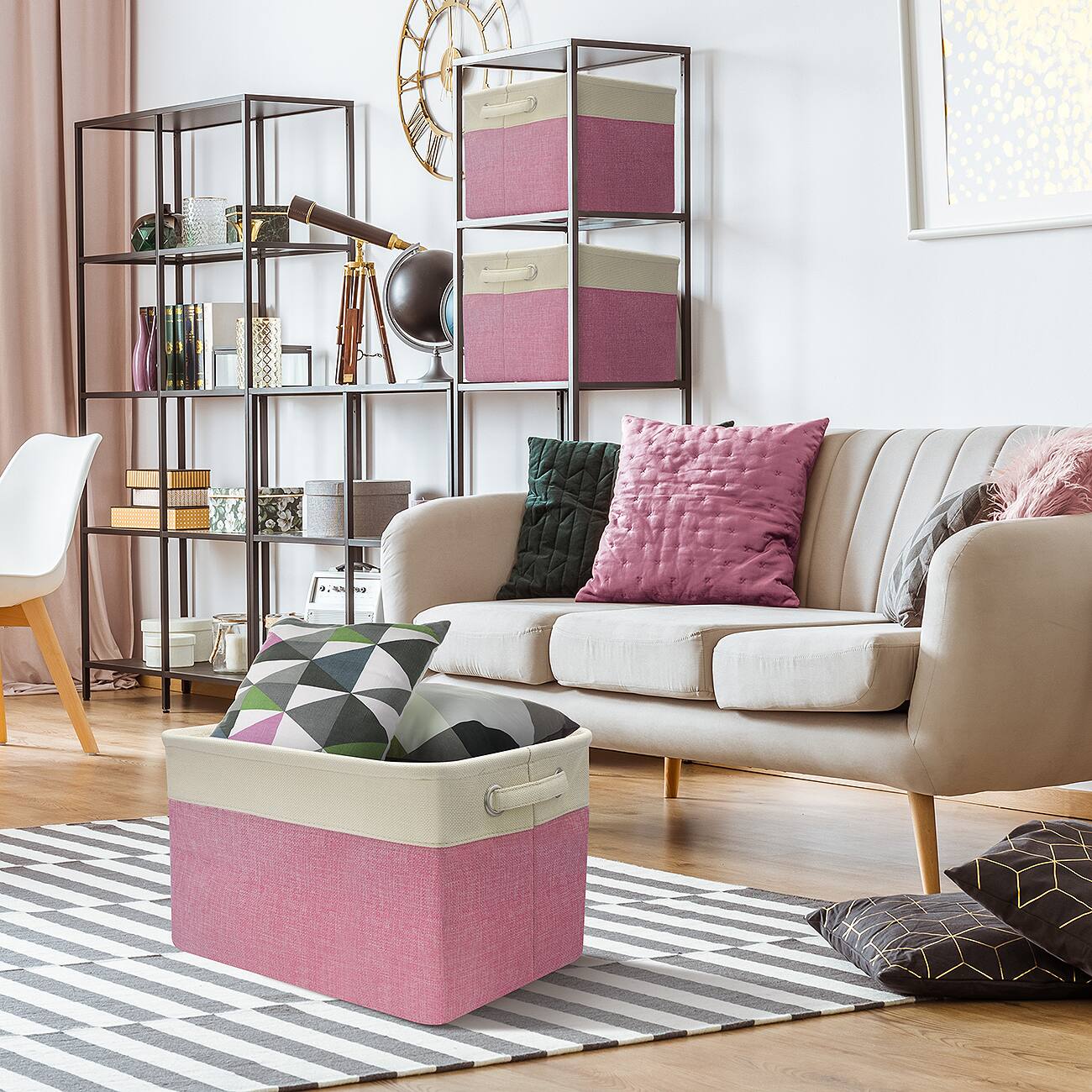 Alt View 2. Sorbus - Sorbus Cubby Storage Organizer 15 Inch - Big Sturdy Collapsible Storage Bins with Dual Handles - Foldable Baskets - Pink.