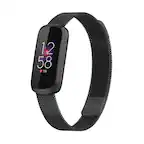 Front. StrapsCo - Milanese Bracelet Stainless Steel Watch Band Strap For Fitbit Luxe - Black.