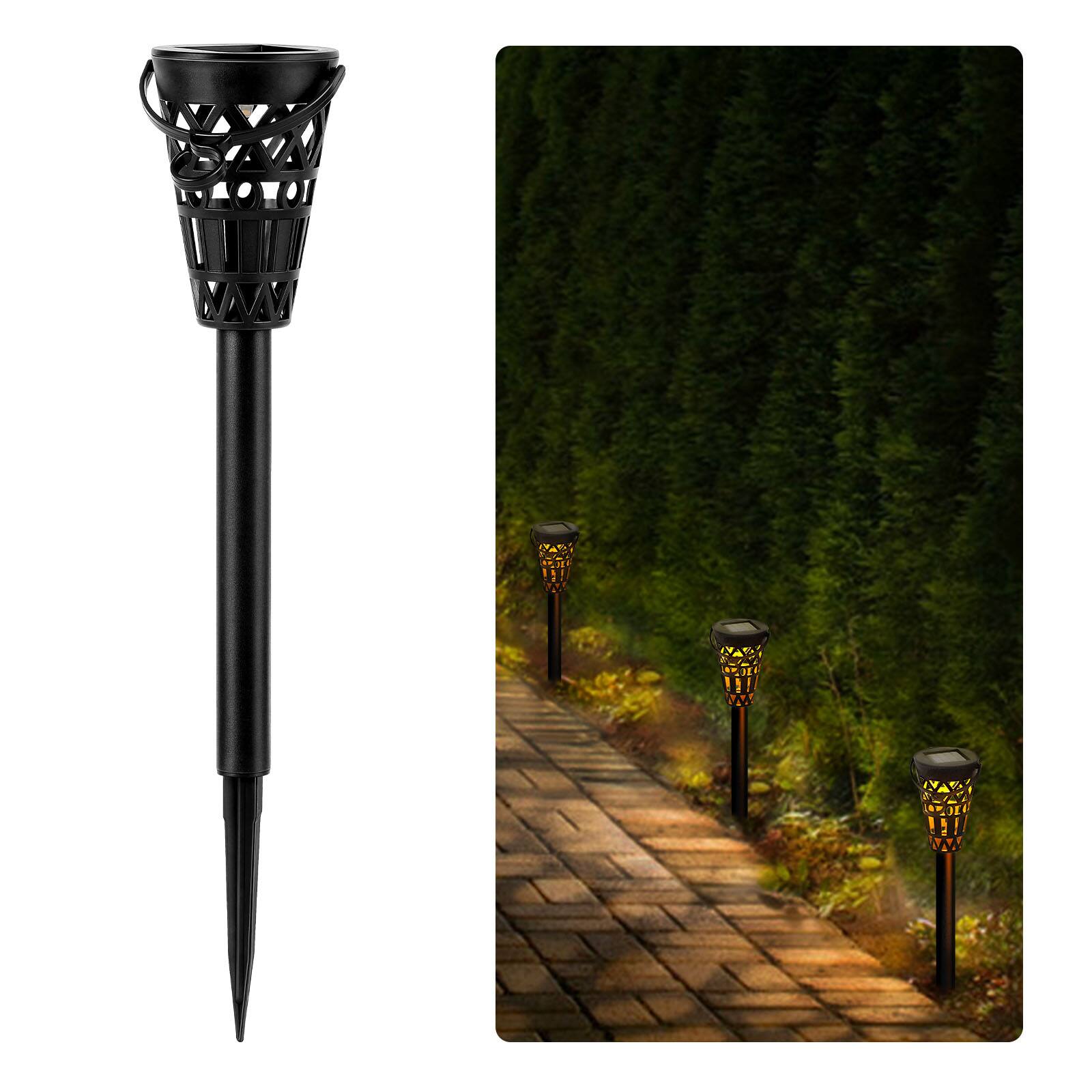Angle. Oumilen - 6 Pack Vintage Hollow Lattice Solar Pathway Lights – Auto Dusk to Dawn Warm White for Garden Lawn.