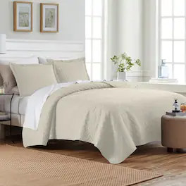 Dan River - 2 Piece Basket Pinsonic 1 quilt 1 sham - Oatmeal