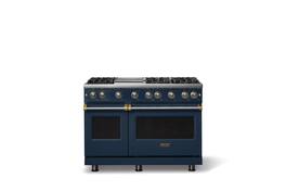 Viking - Pro 5 Series 6.1 Cu. Ft. Freestanding Sealed 6 Burner LP Gas Convection Range/Griddle - Slate Blue w. Brushed Brass - Slate Blue