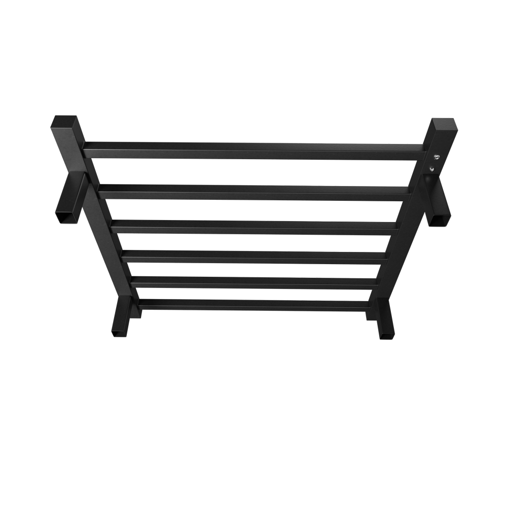 Alt View 1. JUJABU - 6 Bar Wall Mount Electric Heated Towel Warmer Plug-in Timer Matt Black - Matt Black.