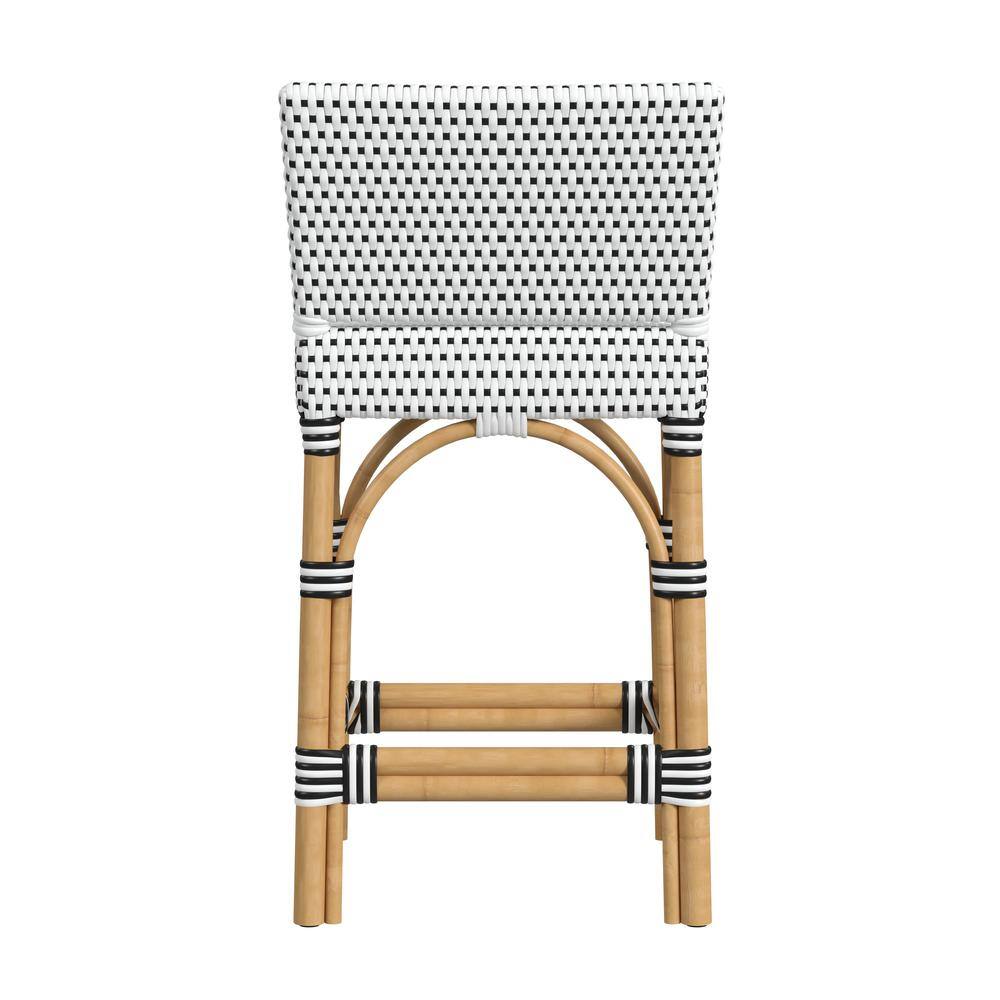 Left. Butler Specialty - Serienna Rectangular Rattan Low Back 24.5" Counter Stool - Black And White.