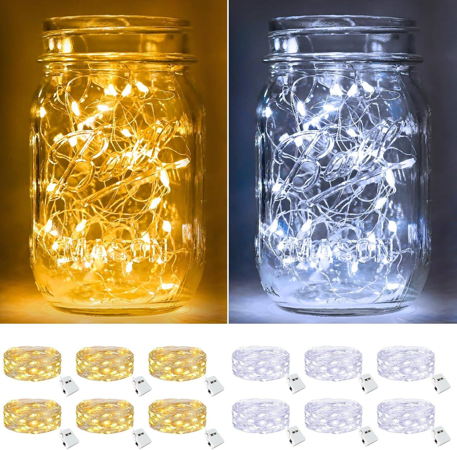 Front. Veranti - 7 ft 20 LED Battery Fairy String Lights for Halloween Parties and Christmas Craft Decor, 3 Modes.