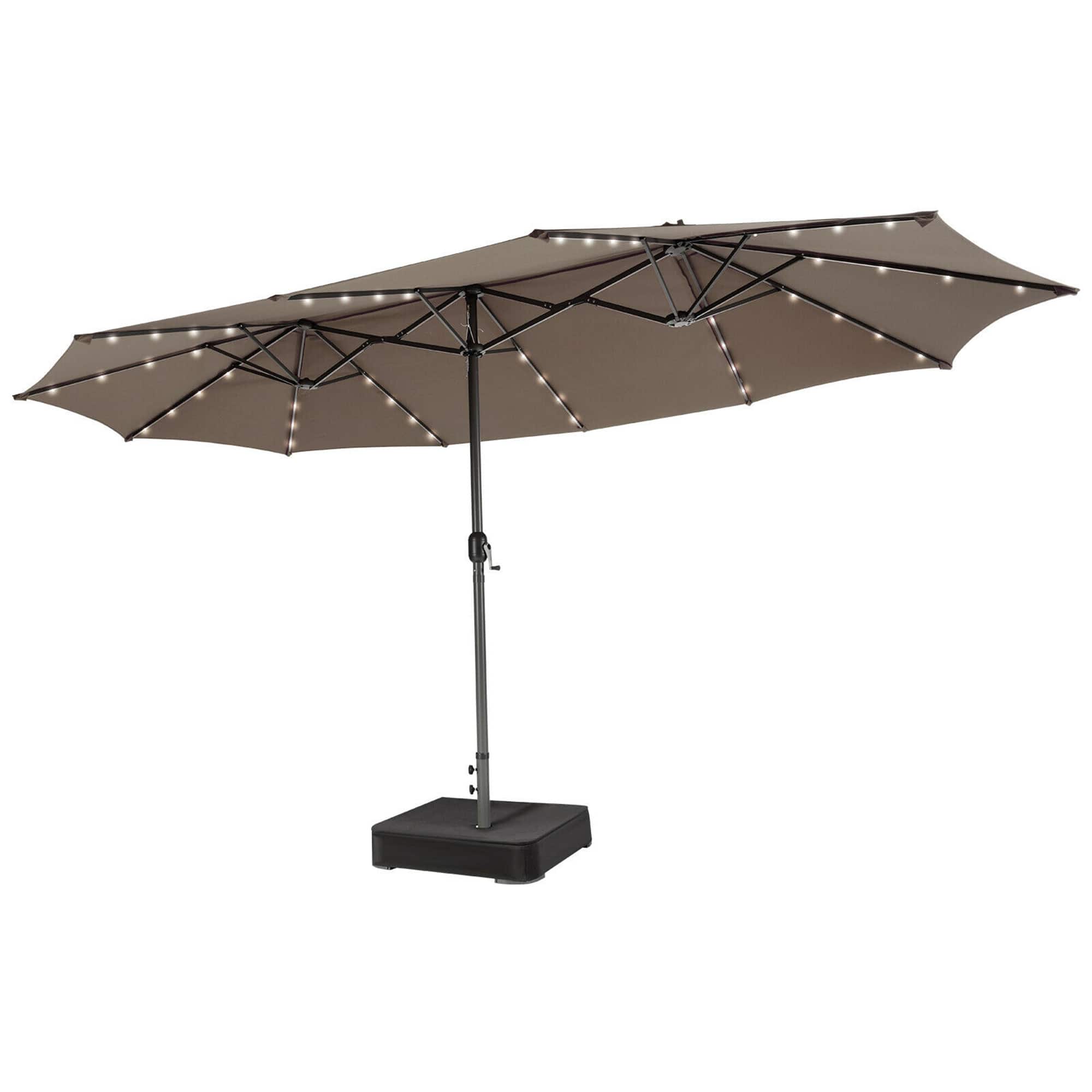 Costway - Outdoor 15' Double-Sided Patio Umbrella 48 Solar LED Lights Crank & Base - Coffee price history on PriceWatchPro