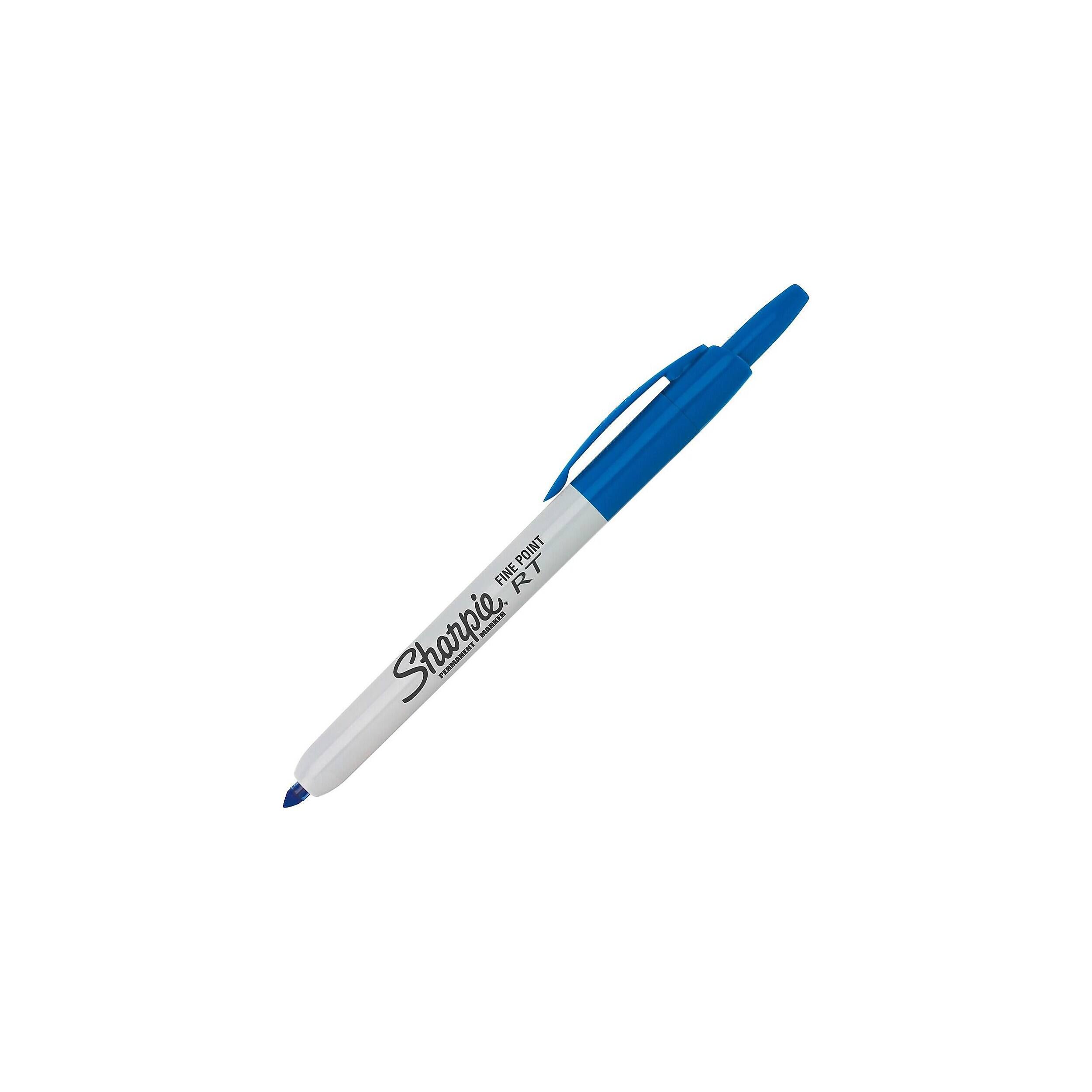 Sharpie Retractable Permanent Markers, Fine Tip, 12/Pack (32703) Blue ...