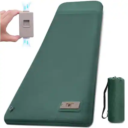 Front. Sugift - Self Inflating Sleeping Pad with Pillow 3.2 Inch Memory Foam Camping Mattress and 4 Season Camp Mat for Tent - Green.