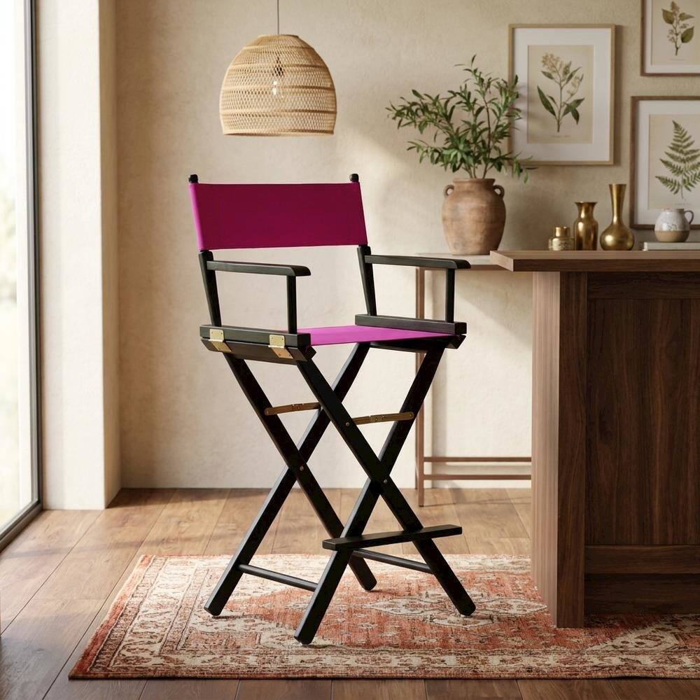 Alt View 3. FurniFact - Magenta Director's Chair - BlackFrame/Magenta Canvas.