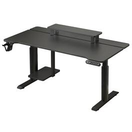 Boyel Living - 63"×(24"+6") Dual Motor Height Adjustable Electric Standing Desk Height Stand Up Computer Desk with Splice Board - Black