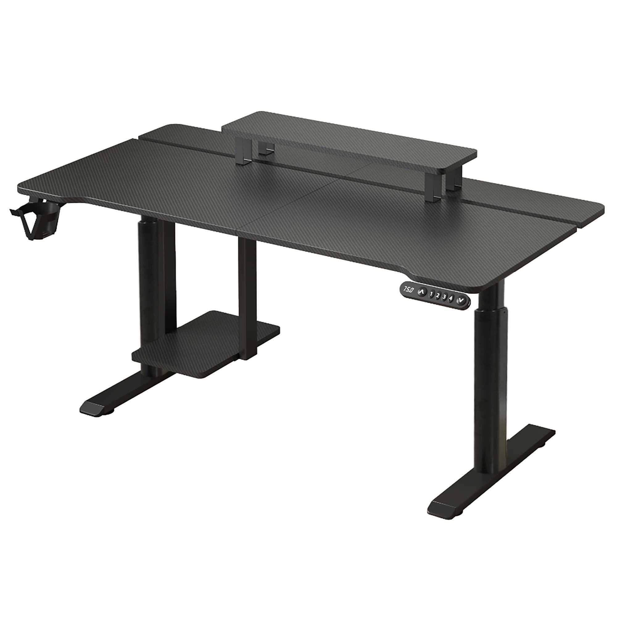 Front. Boyel Living - 63"×(24"+6")Black Dual Motor Height Adjustable Electric Standing Desk Height Stand Up Computer Desk with Splice Board - Black.