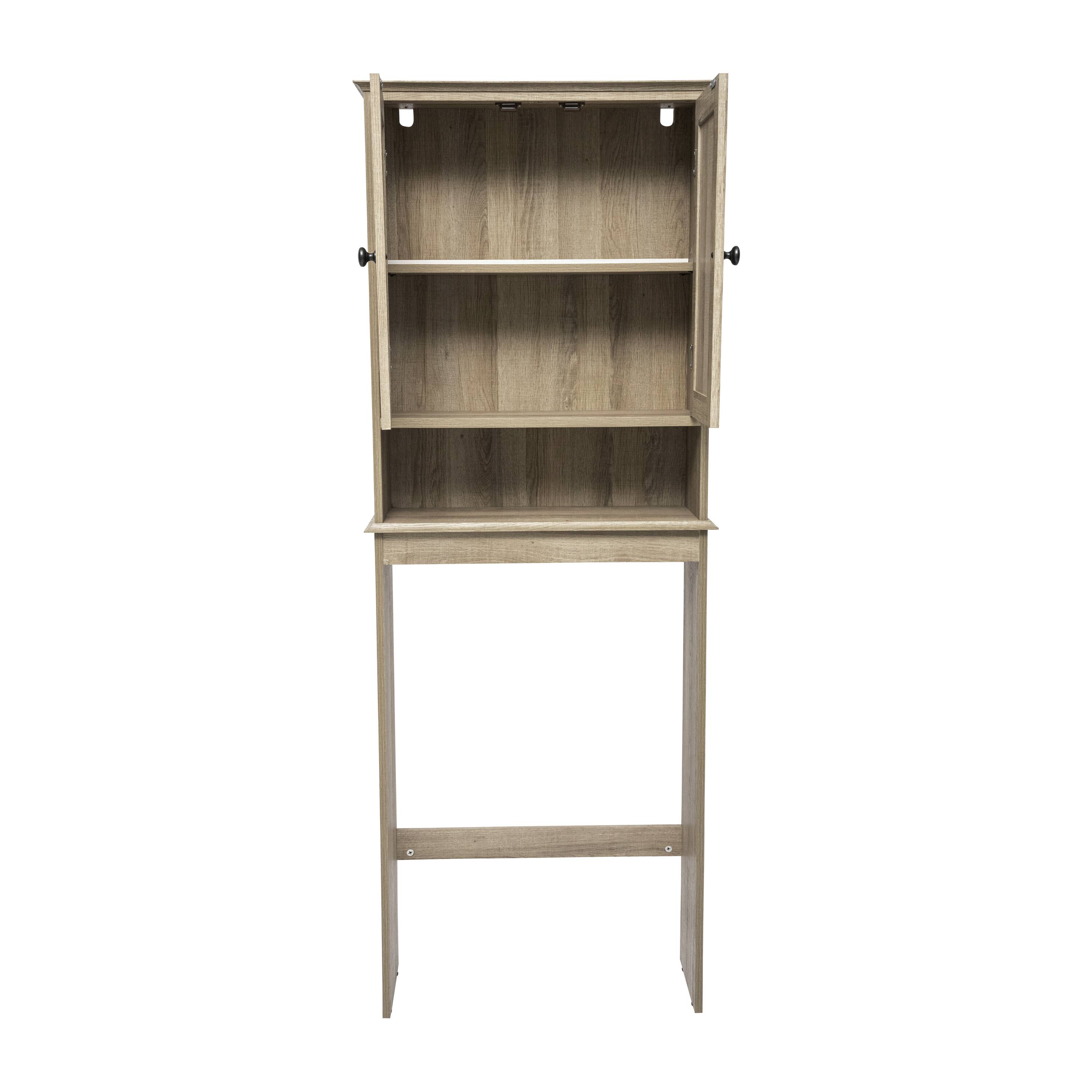Alt View 10. Emma + Oliver - Farmhouse Over the Toilet Cabinet with Shelves and Magnetic Closure Doors - Brown.