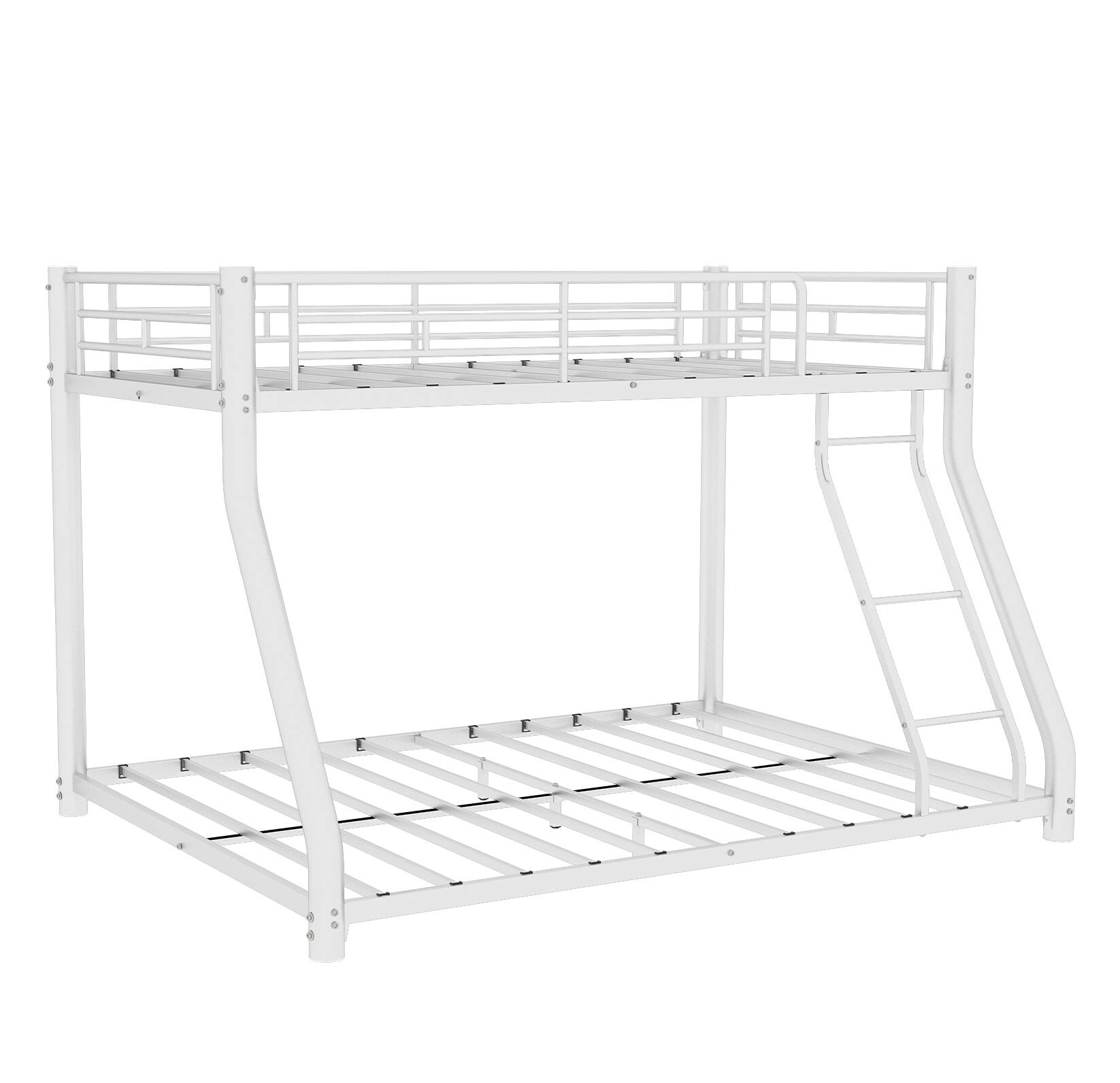 Alt View 10. Loheer - Loheer Sturdy White Metal Twin Over Full Bunk Bed Space Saving Frame - White.