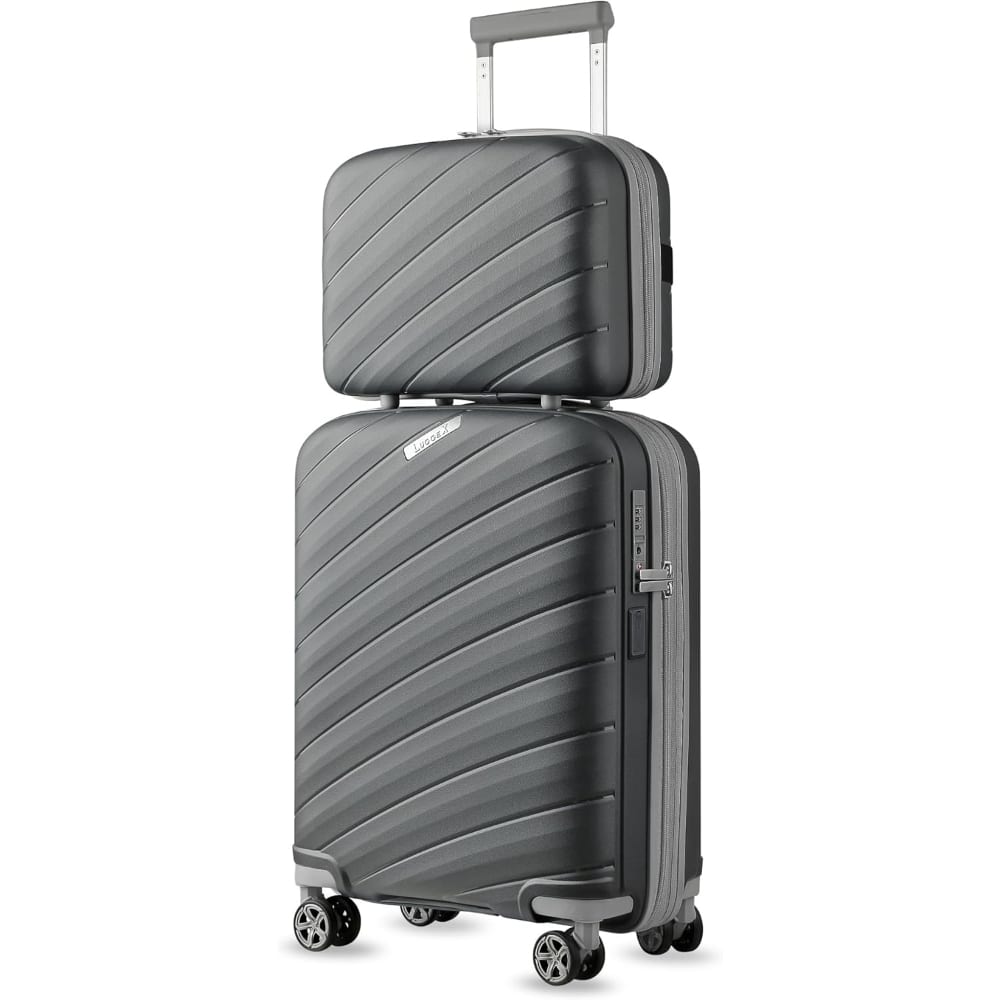 LUGGEX - 20"/14" Carry on Luggage, Lightweight Suitcase 2 Piece with Spinner Wheels - LX-EX - Gray