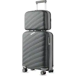 LUGGEX - 20"/14" Carry on Luggage, Lightweight Suitcase 2 Piece with Spinner Wheels - LX-EX - Gray