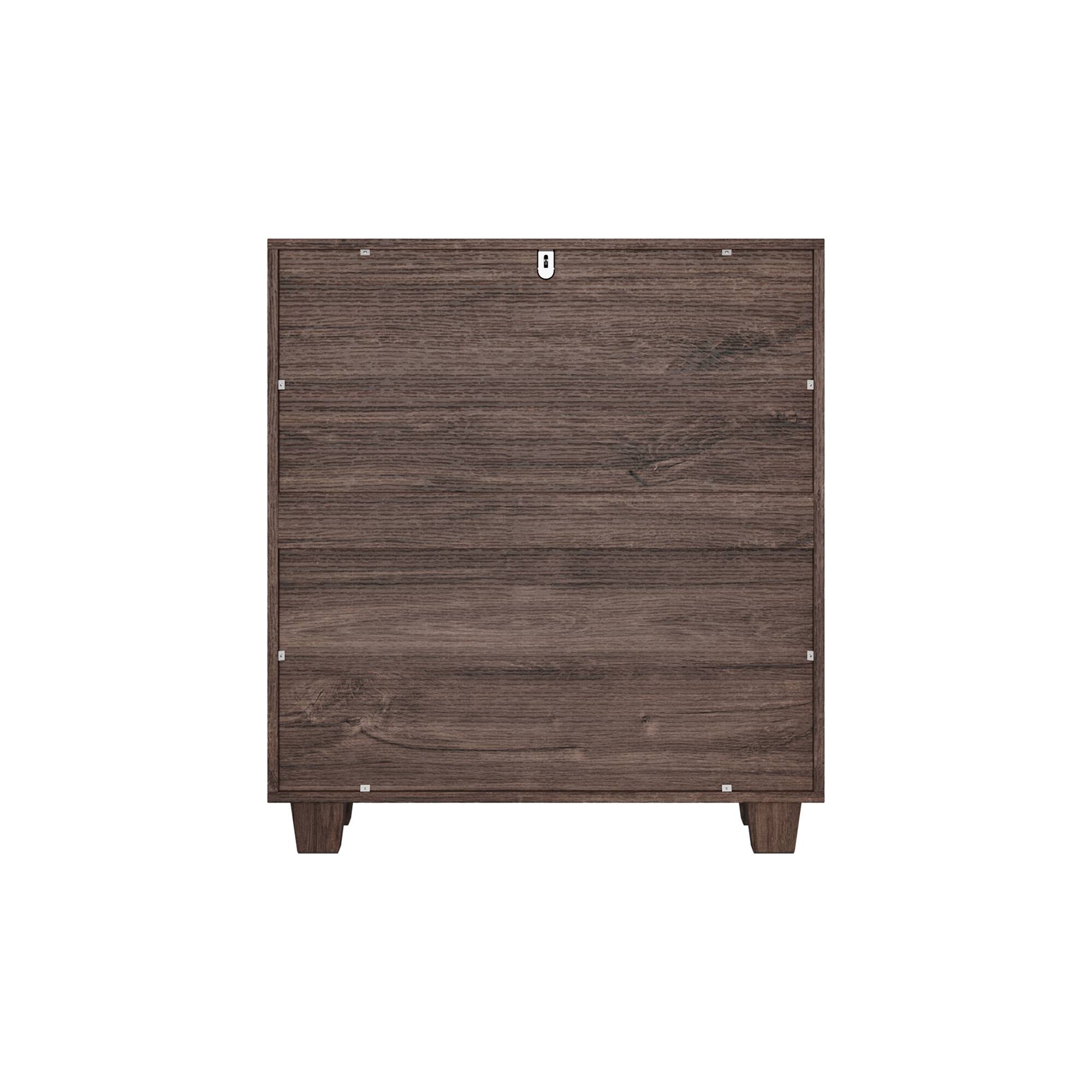 Back. Famapy - Famapy 3 - Drawer Nightstand: Dark Wood Style for Organized Living - Brown.