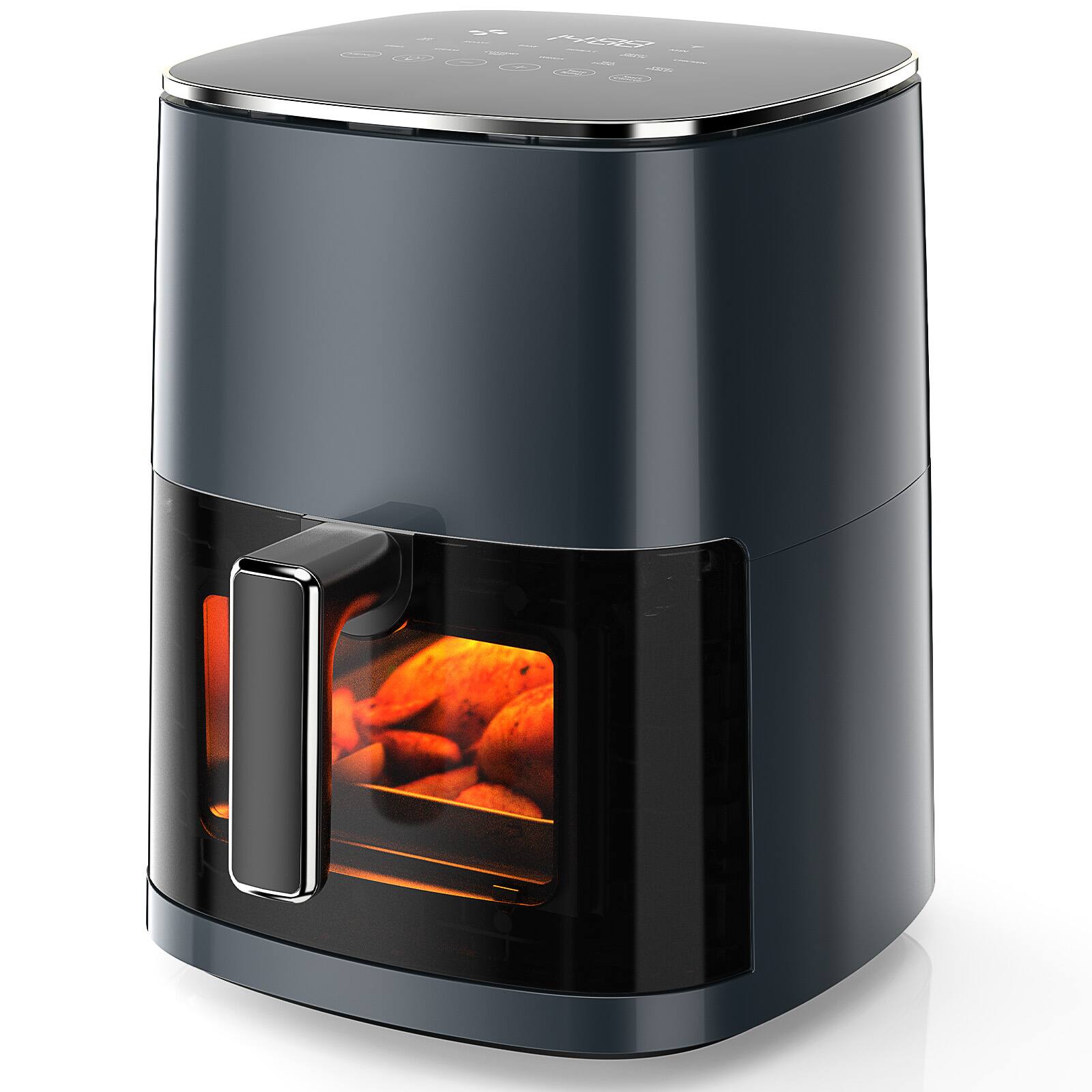 Bestier - Air Fryer, 12 in 1 Compact & Large 6 QT with Window, 400°F Precise Heat for Roast, Reheat, Dehydrate, Bake, Steam - Black