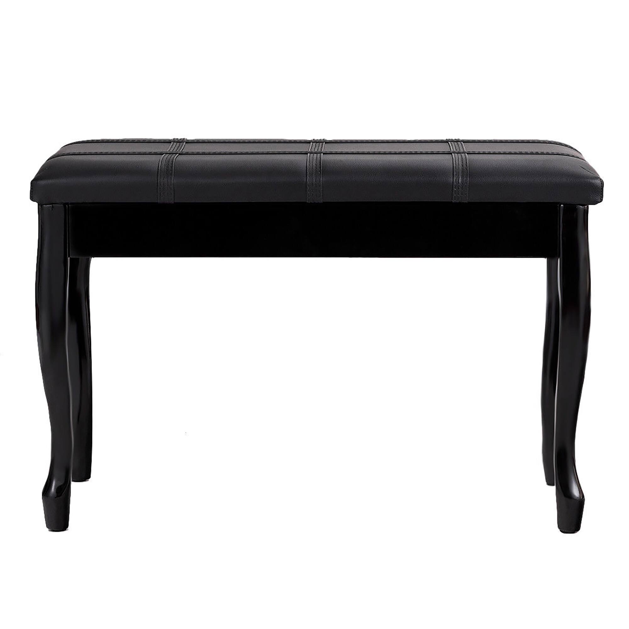 Alt View 5. Costway - Costway PU Leather Solid Wood Piano Bench Padded Double Duet Keyboard Seat Storage - Black.