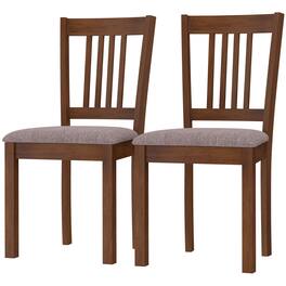 Homcom - Chairs Set of 2, Upholstered Kitchen Chairs with Rubberwood Frame - Walnut, Taupe