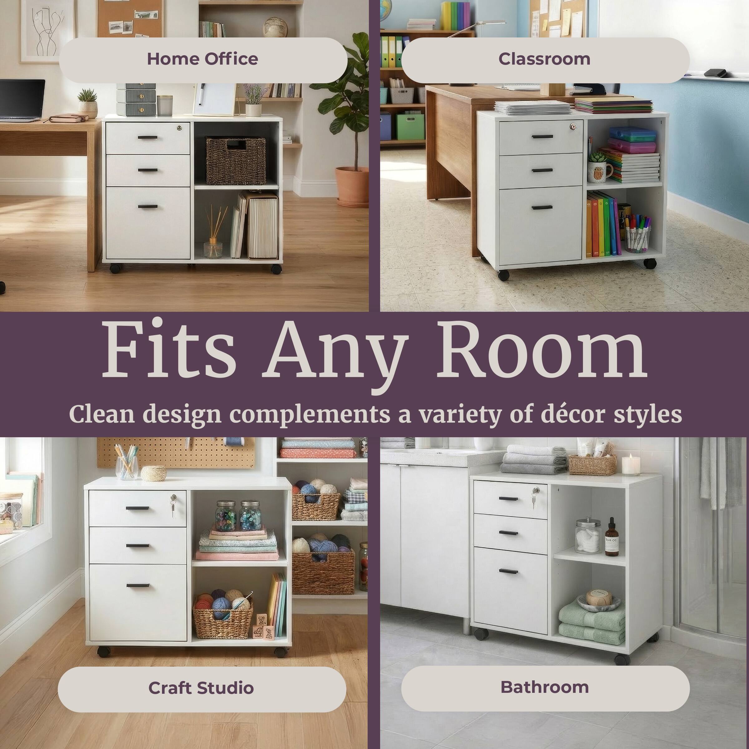 - Home Office
- Classroom
- Craft Studio
- Bathroom

Fits Any Room

Clean design complements a variety of décor styles