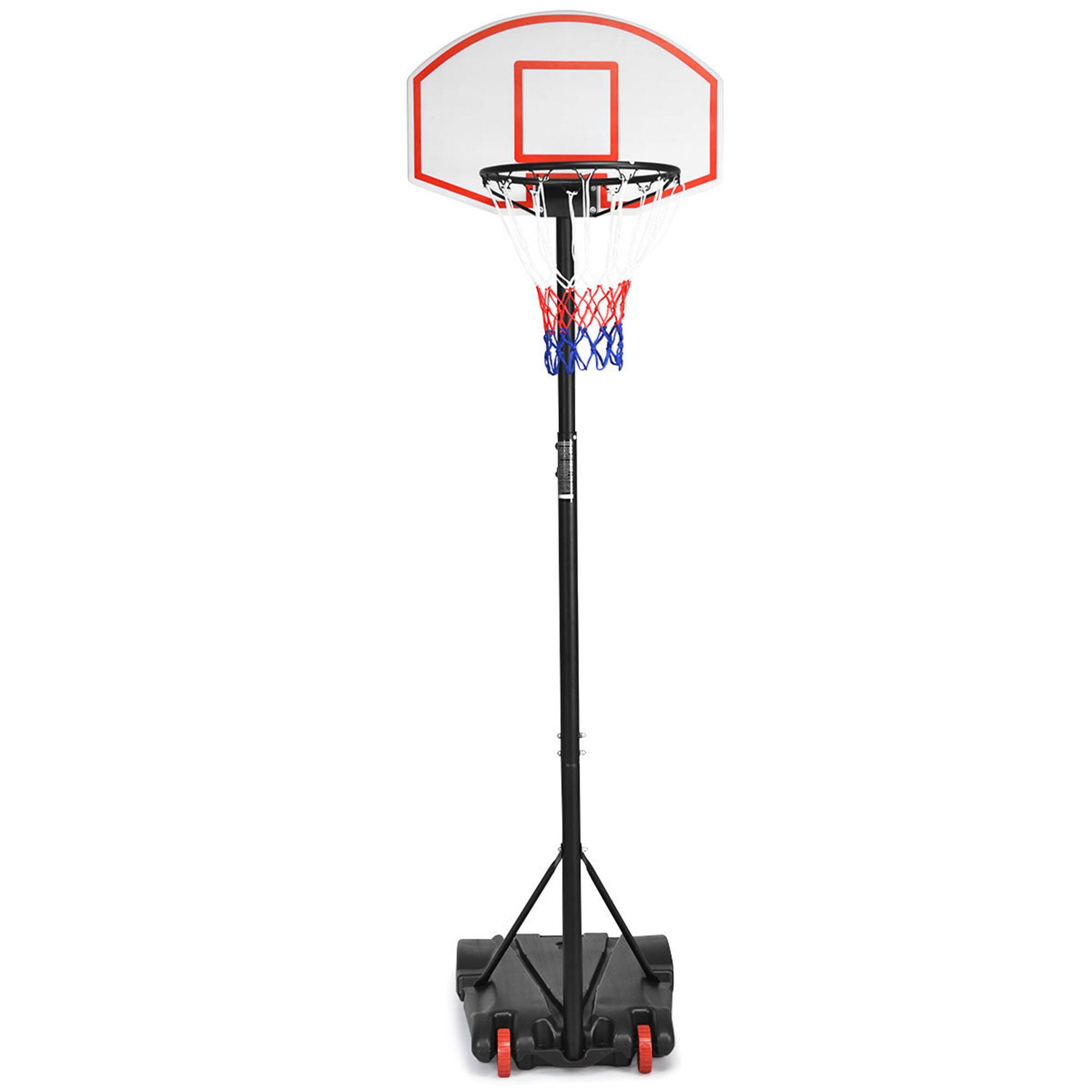 Front. Gymax - Gymax Basketball System Hoop Stand Backboard w/ Adjustable Height Wheels & 2 Nets - Black.