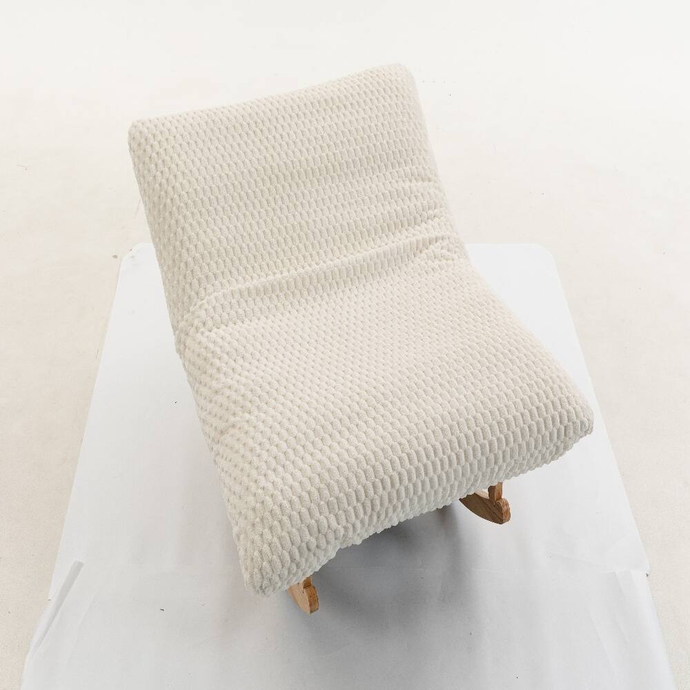 Alt View 3. Loheer - Loheer Bean Bag Rocking Chair for Adults Corduroy Lazy Sofa - White.