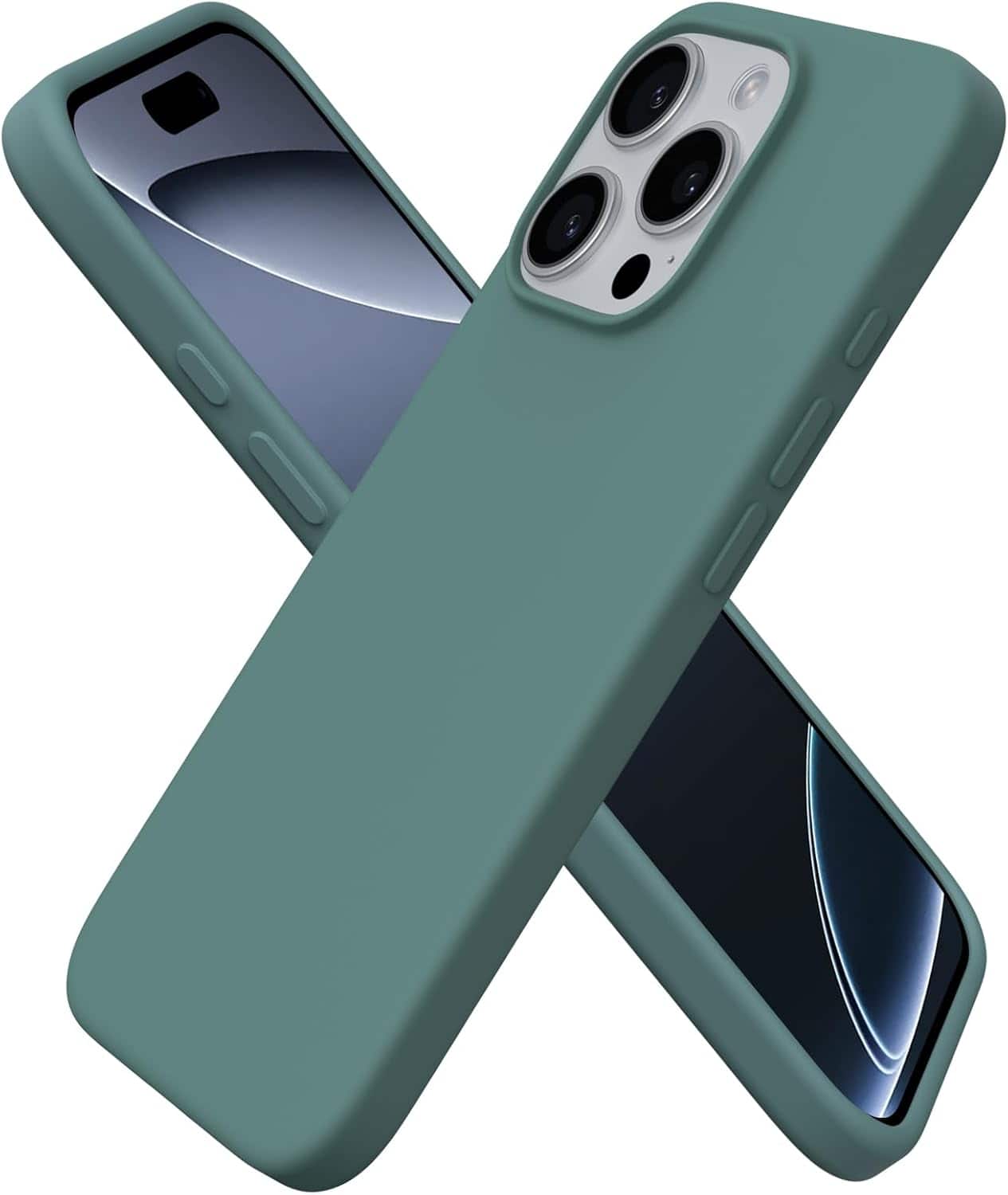 Front. Ornarto - ORNARTO Designed for iPhone 16 Pro Case 6.3", Liquid Silicone 3 Layers Full Covered Protective Cover-Pine Green - Pine Green.
